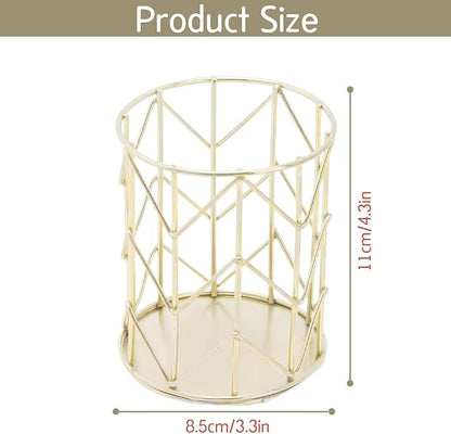 Tissting Gold Cutlery Basket Organizer 3.3×4.3in/8.4×10.9cm, Hollow Metal Utensil Holder for Spoon Fork Chopsticks, Kitchen Tableware Storage Caddy, Countertop Accessory