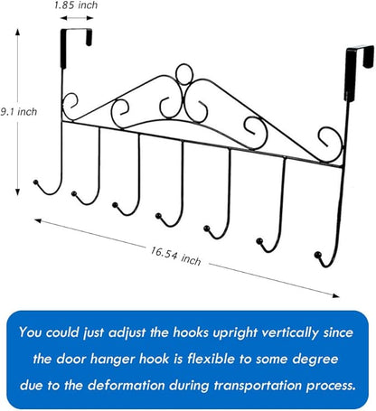 Over the Door Hooks for Hanging, Door Hanger Organizer, Over Door Towel Rack Hanger Coat Rack Hooks for Clothing, Anti-Rust Overdoor Organizer Rack with 7 Hooks for Bathroom Bedroom Hat Purse Robe