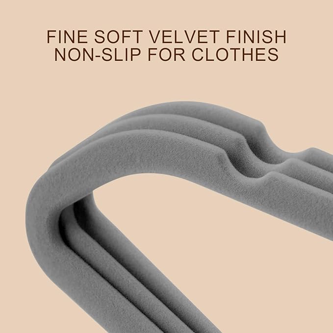 36 Packs Velvet Clothes Hangers, 17.3 Inches Non-Slip Skirt Hangers, Sturdy Dresses Hangers with Shoulder Notches, Space Saving Clothing Hangers for Adults, Gray with Gold Hook