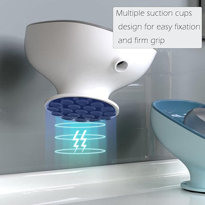 Soap Holder Self Draining for Sink Soap Holder Suction Cup Bar Soap Holder for Kitchen Bathtub - Blue