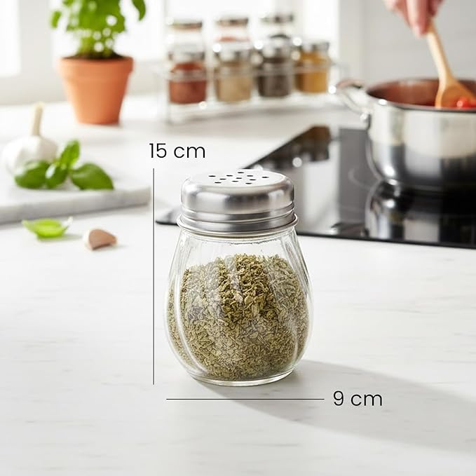 Oblivion Spice Box 2 Pcs – Oregano & Chilli Flakes Dispenser Set – Unbreakable Plastic Spices Shaker with Stainless Steel Lid – BPA-Free & Reusable Easy Pour Seasoning Jars for Kitchen & Dining Table
