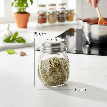 Oblivion Spice Box 2 Pcs – Oregano & Chilli Flakes Dispenser Set – Unbreakable Plastic Spices Shaker with Stainless Steel Lid – BPA-Free & Reusable Easy Pour Seasoning Jars for Kitchen & Dining Table