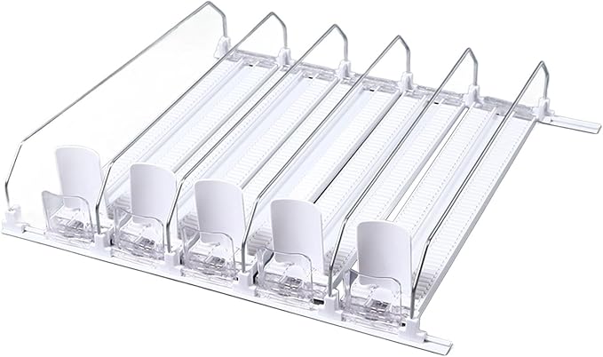 Adjustable Fridge Drink Organizer Dispenser, Self Pushing Soda Can Organizer, Holds 5-6 Cans for Home Refrigerators, Living Supermarkets (5PCS)