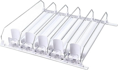 Adjustable Fridge Drink Organizer Dispenser, Self Pushing Soda Can Organizer, Holds 5-6 Cans for Home Refrigerators, Living Supermarkets (5PCS)