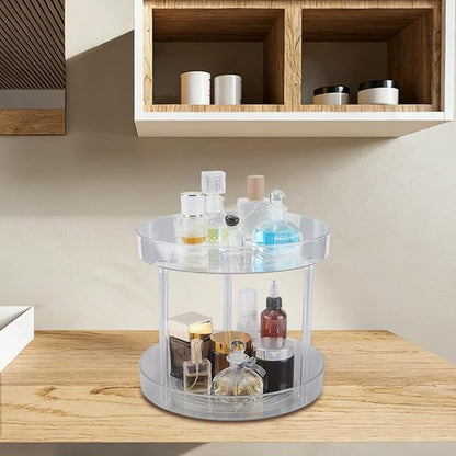 360 Acrylic Rotation Makeup Organizer Clear Acrylic Lazy Susan Turntable Organizer for Cabinet Kitchen Pantry Organization Storage Makeup Bathroom Countertop Organizing Rotating Spice Rack