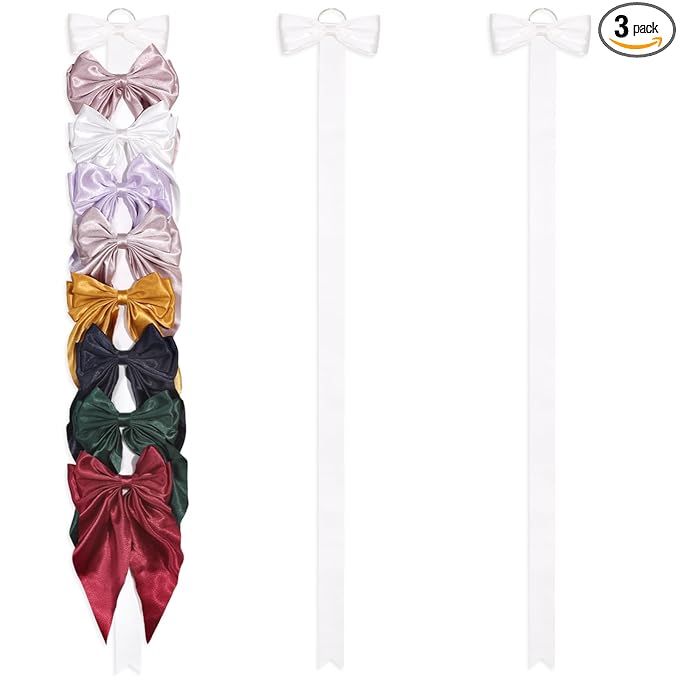3 PCS Bow Holder for Girls Hair Bows, Ribbon Hair Clip Oraganizer Hair Barrettes Storage for Women,Wall Hanging Alligator Clip Hair Accessories Organizer Bedroom College Dorm Decor (White)