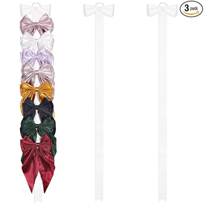 3 PCS Bow Holder for Girls Hair Bows, Ribbon Hair Clip Oraganizer Hair Barrettes Storage for Women,Wall Hanging Alligator Clip Hair Accessories Organizer Bedroom College Dorm Decor (White)