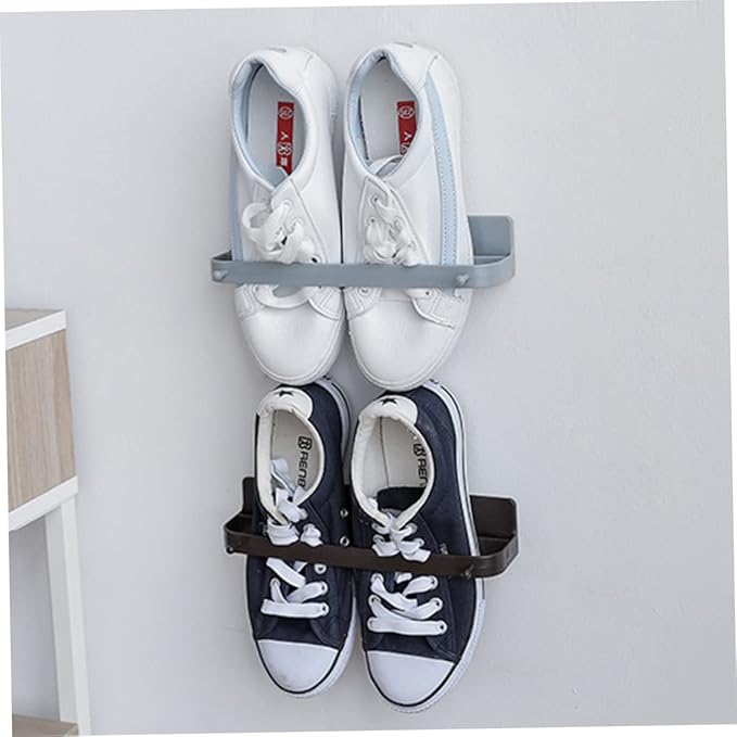 Luxshiny Wall Mounted Shoe Rack Sticky Holder Slippers Storage Organizer for Closet and Door Sturdy Plastic Hanging Shoe Hangers Space-Saving Design for Home Use Random Color