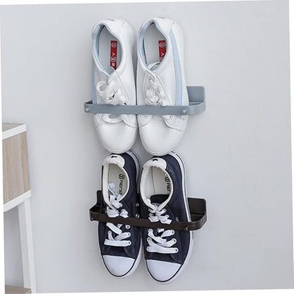 Luxshiny Wall Mounted Shoe Rack Sticky Holder Slippers Storage Organizer for Closet and Door Sturdy Plastic Hanging Shoe Hangers Space-Saving Design for Home Use Random Color