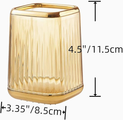 2pcs Makeup Brush Organizer Holder Plastic Pen Pencil Holder Toothbrush Comb Storage Cup Cosmetic Tools Holder for Dresser Bathroom Office(Yellow)