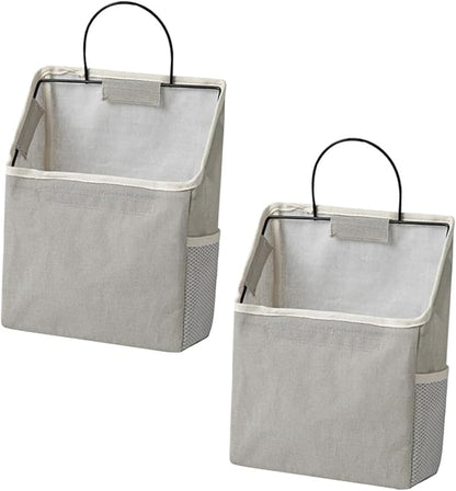 Luxshiny 2sets Wall-mounted Storage Bag Door Hanger Grocery Bag Holder Toiletry Hanging Organizer Dorm Storage Grey