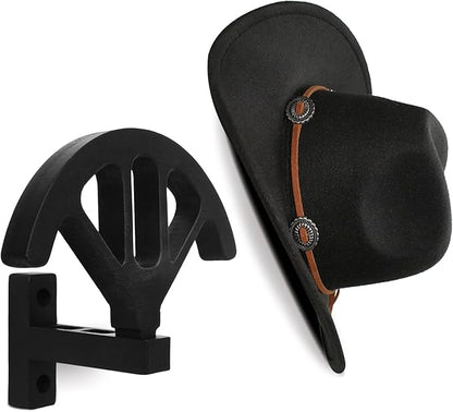 Wall mounted wooden cowboy hat rack, adjustable western cowboy hat rack, used for wide brimmed hats, hat storage, black, for closet entrances, bedrooms, offices