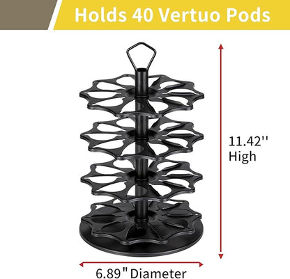 FlagShip 4 Tier Coffee Pod Holder Carousel for Vertuo Pod Storage Organizer (40 Pods Capacity)