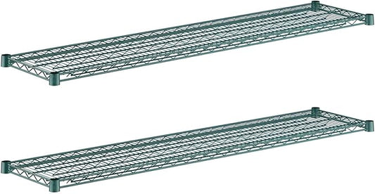 (2-Pack) 14" x 60", Green Epoxy Additional Heavy Duty Wire Shelving, Wire Shelf for Shelving Units, NSF Replacement Shelves for Rack