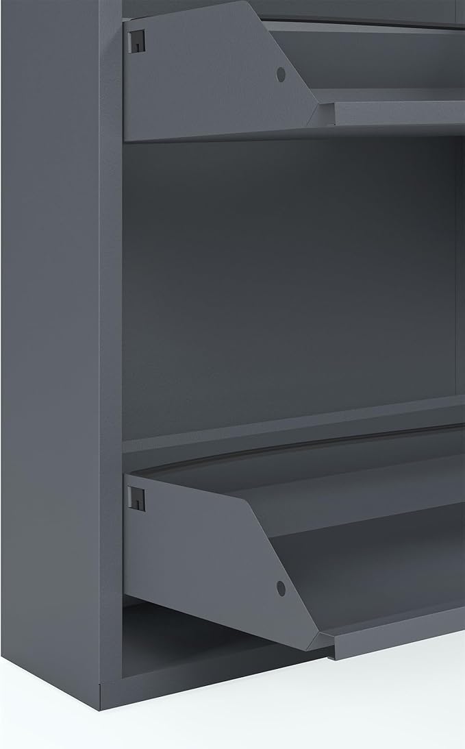 CEHA 4 Tier Metal Shoe Cabinet with Cover and Shelf, Durable Shoe Storage Organizer for Entryway, Space Saving Shoe Shelf Closet, 5.91" x 39.3" x 32.4", Anthracite