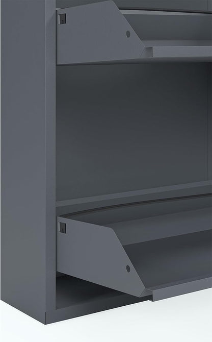 CEHA 4 Tier Metal Shoe Cabinet with Cover and Shelf, Durable Shoe Storage Organizer for Entryway, Space Saving Shoe Shelf Closet, 5.91" x 39.3" x 32.4", Anthracite
