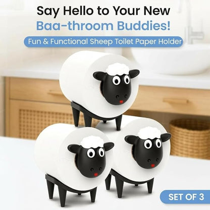 Sheep Toilet Paper Holder 3-Pack, Black Sheep Funny Bathroom Decor, Free Standing Cute Animal Holder, Stylishly Store Extra Toilet Paper, Modern Tissue Roll Storage, House Warming Funny Gifts