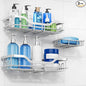 OMAIRA 3-Pack Shower Caddy with Soap Holder, Adhesive Rustproof No-drill Strudy Loading Inside Shower Organizer Shelves Rack Storage Bathroom Organization for Smooth Wall Glass Tile, Sliver (Large)