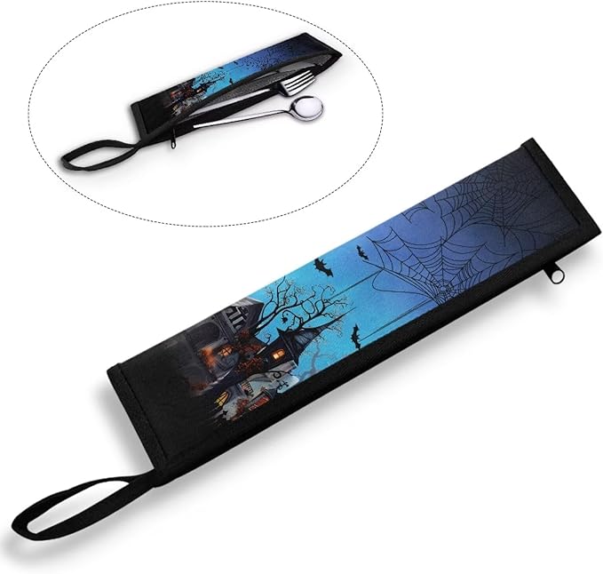 COEQINE 11.8 x 2.7 inch Halloween Portable Utensil Storage Case For Work Lightweight Portable Reusable Portable Travel Home Kitchen Decoration Bet Themes
