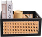 Storage Basket, Wooden Bamboo Weaving Storage Basket Hand-Woven Desktop Storage Bins for Toys, Snacks, Office/Home Supplies, Cosmetics, etc. (S)