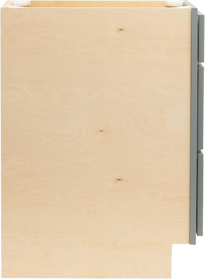 Quicklock RTA (Ready-to-Assemble) | Base Kitchen Cabinets - Shaker Style | Made in America (Magnetic Gray, 12" W x 34.5" H x 24" D 3 Drawer Pots and Pans)