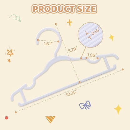 Baby Hangers 60 Pack 10.35 Inch Kids Clothes Hangers Plastic Infant Hangers for Closet Infant & Toddler Clothing Pants Coats Skirts (White)