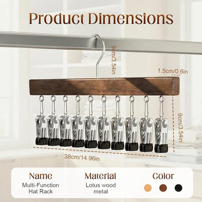 Kruggo Closet Organizer with 10 Clips, 2026 Upgraded 360° Swivel Multi-Hook Wardrobe Organizer, Space Saving Hanging Legging Hangers for Closet (2, Black-10 clicks)