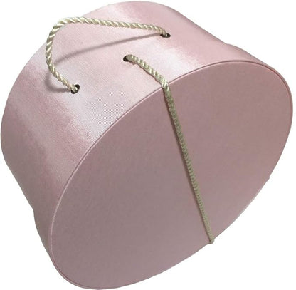 Sarah's Hat Boxes Classic Pink Hat Box – 21.5" x 11.5" (Dia. x Ht.) Handmade in USA – Odorless Non-Toxic Adhesive, Cording Handle – Premium Storage for Hats & Accessories