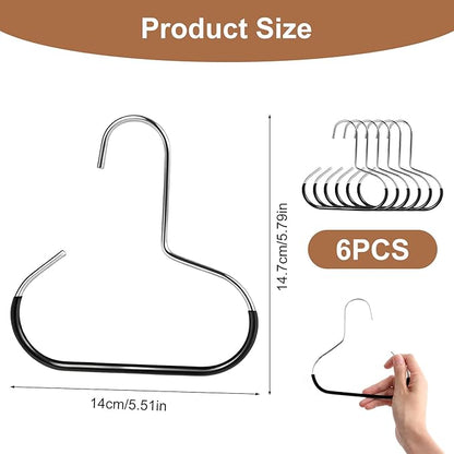 6 Pcs Hat Organizer for Baseball Caps, Heavy-Duty Metal Closet Cap Rack Holder for Space-Saving, Cap Organizer for Baseball Caps, Beanies, Belts, Purses (Black)