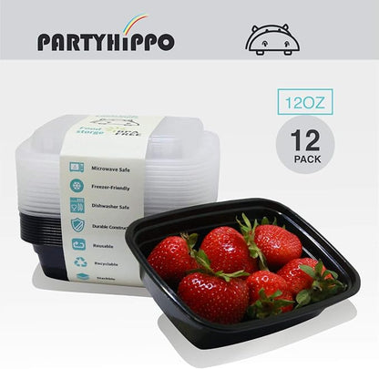 Small Meal Prep Containers Single Lids, 12 OZ 12-pack, Food Storage Bento BPA Free | Stackable | Reusable Lunch Boxes, Microwave/Dishwasher, Freezer Safe,Portion Control