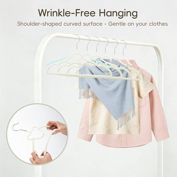 GoodtoU 50 Pack Baby Clothes Hangers, 12.8 Inch Kids Plastic Hangers, Non-Slip Nursery Closet Hangers for Infant & Toddler Clothes, White - Bear