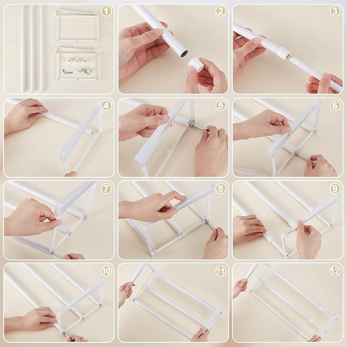 UNICRAFTALE 2Pcs Expandable Shoe Rack Organizer for Closet Adjustable Retractable Storage Rack White Hanging Under Cabinet Shelf for Shoes Clothing Kitchen Items Space Saving Solution Long 40~70cm