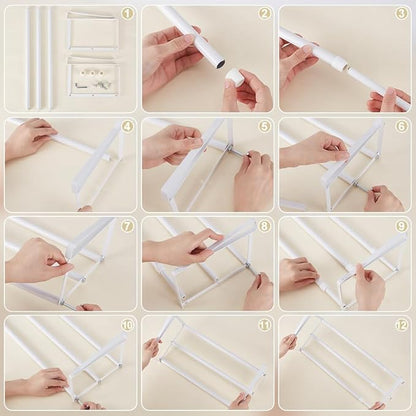 UNICRAFTALE 2Pcs Expandable Shoe Rack Organizer for Closet Adjustable Retractable Storage Rack White Hanging Under Cabinet Shelf for Shoes Clothing Kitchen Items Space Saving Solution Long 40~70cm