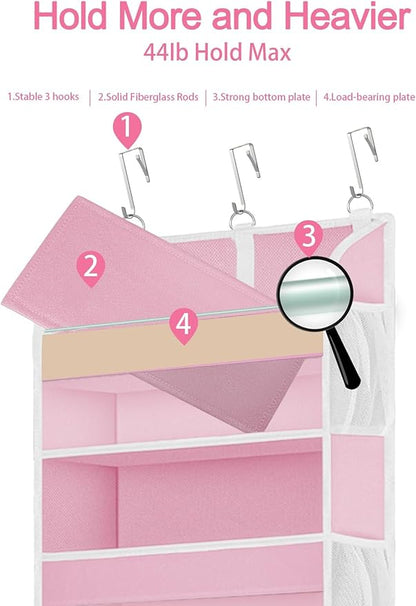 TAHAVICE 2 Pack Over The Door Storage Organizer with 5 Pockets 10 Mesh Pockets, 44 lbs Weight Capacity Door Hanging Organizers and Storage for Bedroom,Bathroom,Nursery,Kidroom,Babyroom
