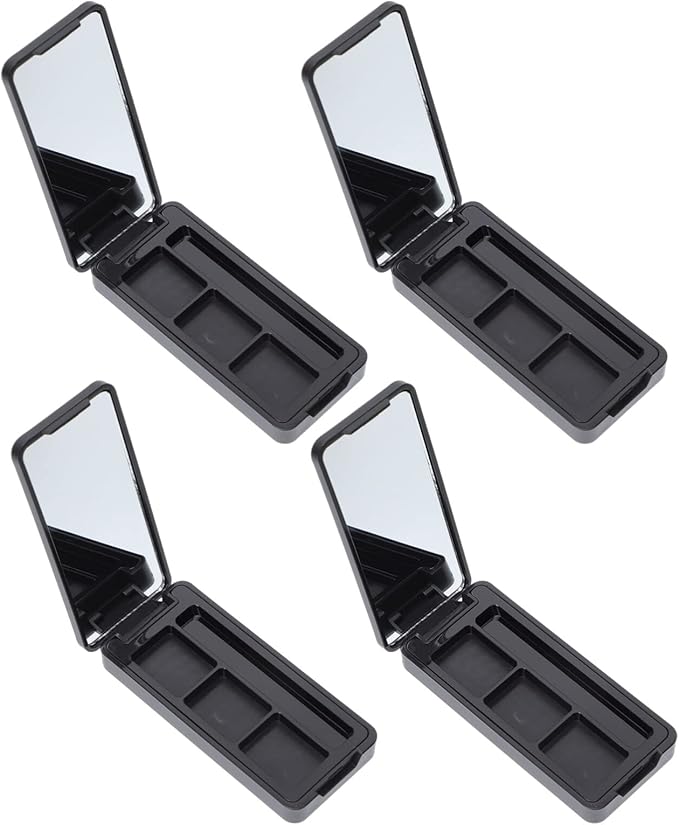 Beaupretty 4Pcs Empty Eyeshadow Palette Boxes 3-Grid Compact Cosmetic Storage Tray Durable Multi-Grid Makeup Organizer for Travel Lipstick Eye Shadow