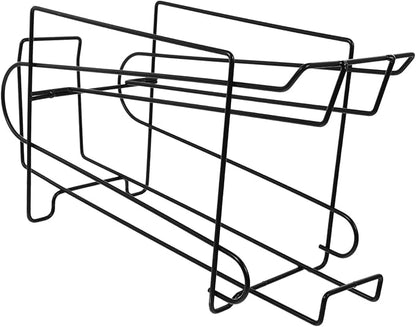 Zerodeko 1pc Black Refrigerator Storage Rack for Beverage Organization Double Drink Holder Smooth Surface Design for Beer and Soft Drinks