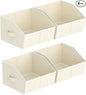 Homsorout Storage Bins for Shelves - Small Trapezoid Closet Shelf Organizer, Fabric Organization Bins with Handles, Storage Baskets for Clothes, Towel, Purse, 4 Pack, Beige