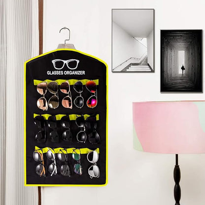 TRIUMPH VISION Sunglasses Organizer Wall Mount Storage Black Yellow, Hanging Glasses Display Eyeglasses Stand Eyewear Rack