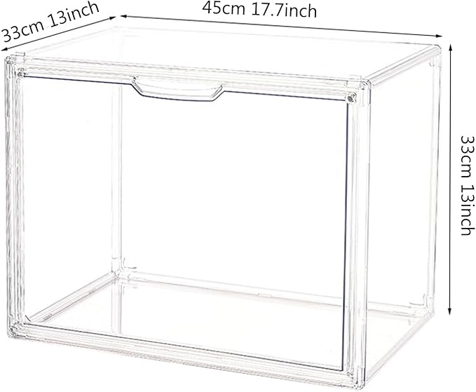 Clear Plastic Stackable Storage Bins, Clear Shoe Box, Dustproof Book & Cosmetic Display Cases, Large Figures Collectibles Showcase, Shoe Storage Boxes, Bag Organizer (1, TransparentXL-1 Pack)