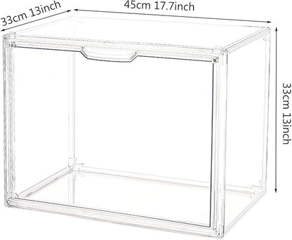 Clear Plastic Stackable Storage Bins, Clear Shoe Box, Dustproof Book & Cosmetic Display Cases, Large Figures Collectibles Showcase, Shoe Storage Boxes, Bag Organizer (2, TransparentXL-2 Pack)