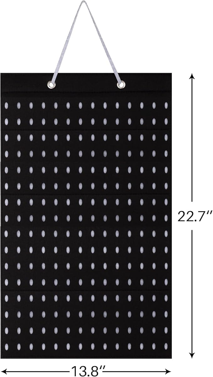 PACMAXI Shoe Charms Organizer, Hanging Shoe Charm Holder with 224 Holes, Shoe Decoration Display, Wall Mounted Holder (Black)