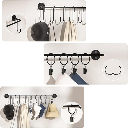 3 Pack Wall Mounted Cap Storage Organizer Baseball Hat Racks Display Holders Hangers with 20 Clips 10 Hooks Entryway Door Bedroom Laundry Kitchen