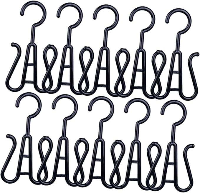 Happyyami 10pcs Sturdy Plastic Shoes Drying Racks Double Hook Shoes Hanger Boot Hangers for Home Travel Hanging Organizer