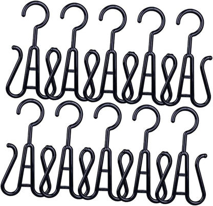 Happyyami 10pcs Sturdy Plastic Shoes Drying Racks Double Hook Shoes Hanger Boot Hangers for Home Travel Hanging Organizer