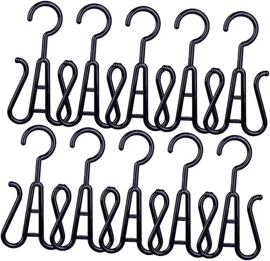 Happyyami 10pcs Sturdy Plastic Shoes Drying Racks Double Hook Shoes Hanger Boot Hangers for Home Travel Hanging Organizer