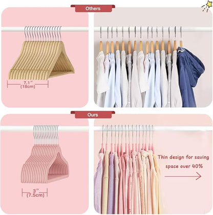 Stormix Baby Velvet Hangers, 50 Pack Children's Clothes Hangers Non-Slip Kids Hangers for Infant/Toddler Pink