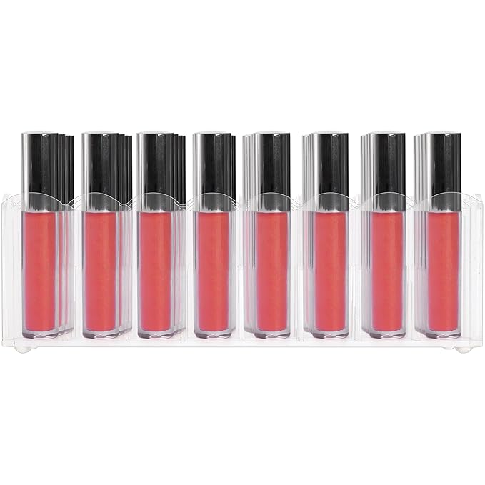 Hedume 2 Pack Lip Gloss Holder Organizer, 24 Spaces Acrylic Lip Gloss & Makeup Holder, Lipgloss Display Case for Tall Products