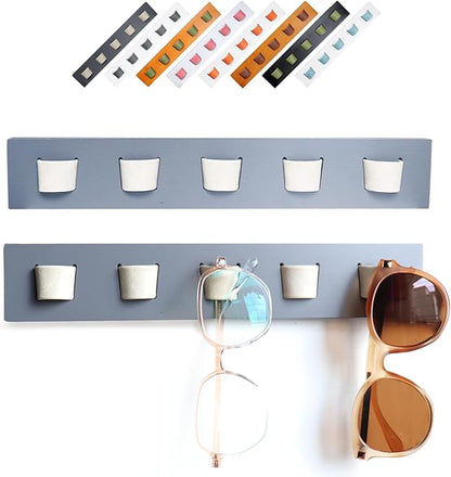 ACOCOFE Sunglass Organizer Glasses Holder,Wood Eyeglass Storage Holder,Sunglasses Rack Eyewear Display((2 pack Gray-white)