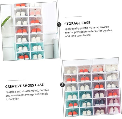 Abaodam Large Capacity Shoe Storage Boxes with Flip-top Lids, Thick Plastic Organizer for Home Closet, 6pcs Pearl White Stackable Shoe Organizers for Sneakers and Boots