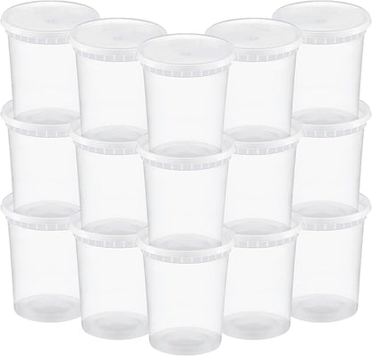 TashiBox 48 Sets 32 oz Plastic Deli Containers with Lids - Clear Airtight Food Storage & Meal Prep Containers, BPA Free, Stackable, Leakproof, Microwave & Freezer Safe